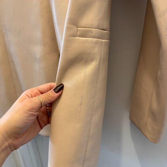 Alice + Olivia Macey Faux Beige Leather Blazer - Picture 13 of 15